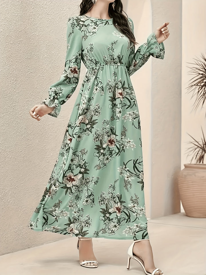 Floral Crew Neck Maxi Dress