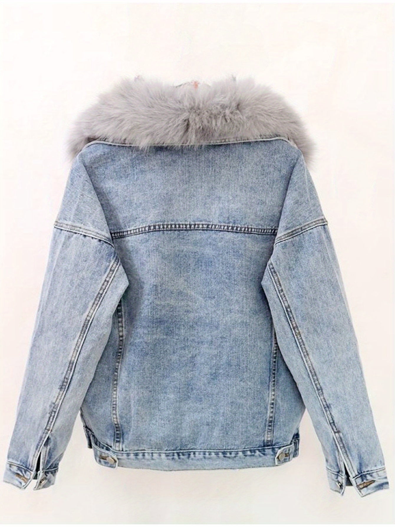Plush-Lined Denim Coat – Faux Fur Winter Essential