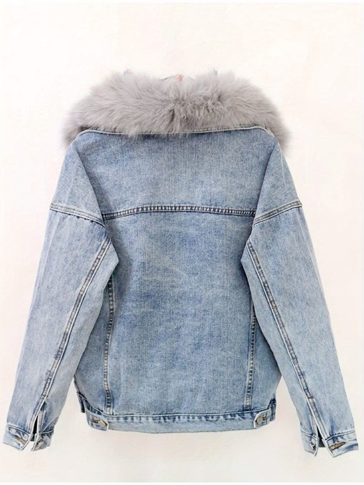 Plush-Lined Denim Coat – Faux Fur Winter Essential