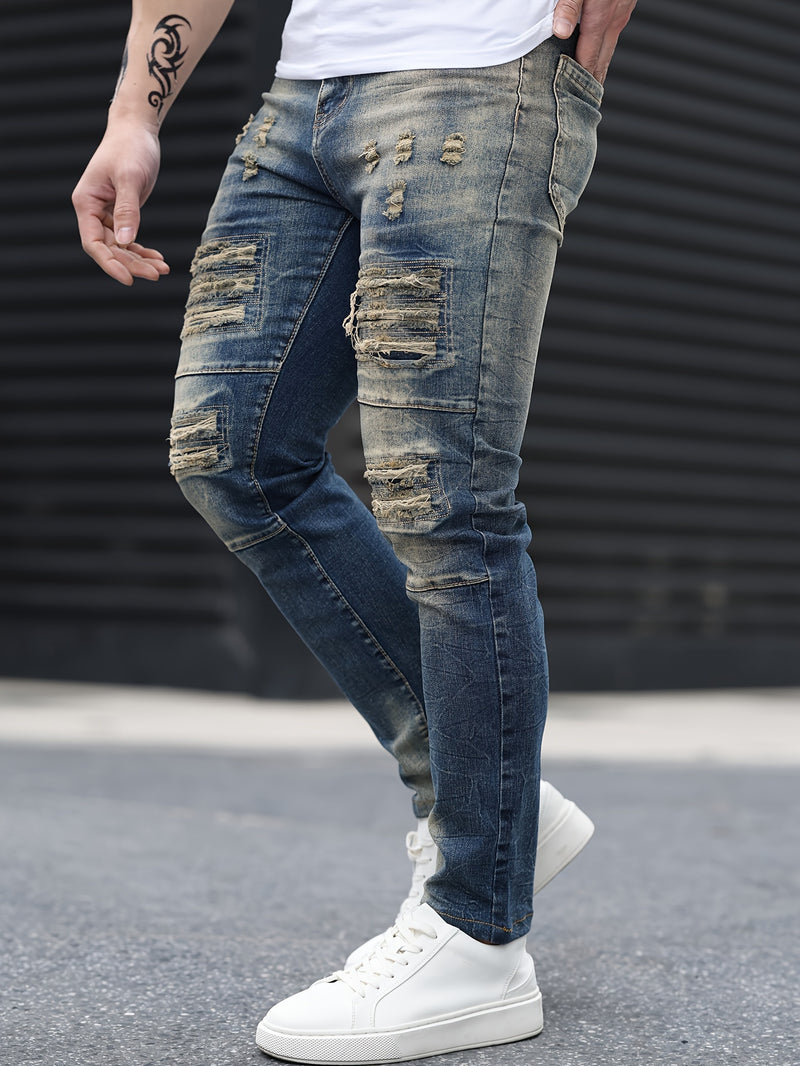 Men's Gradient Ripped Skinny Jeans