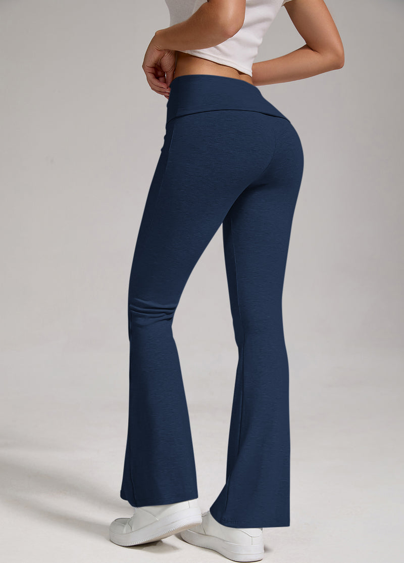 Womens Low Waisted Flared Wide Leg Pants