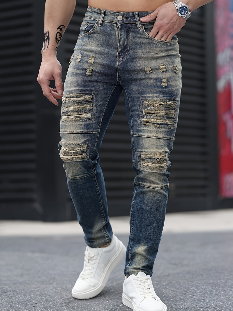 Men's Gradient Ripped Skinny Jeans