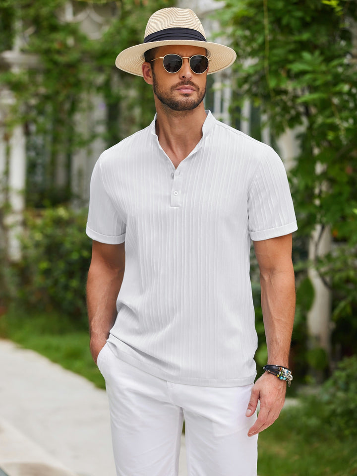 Men's Casual Short Sleeve Henley Tee