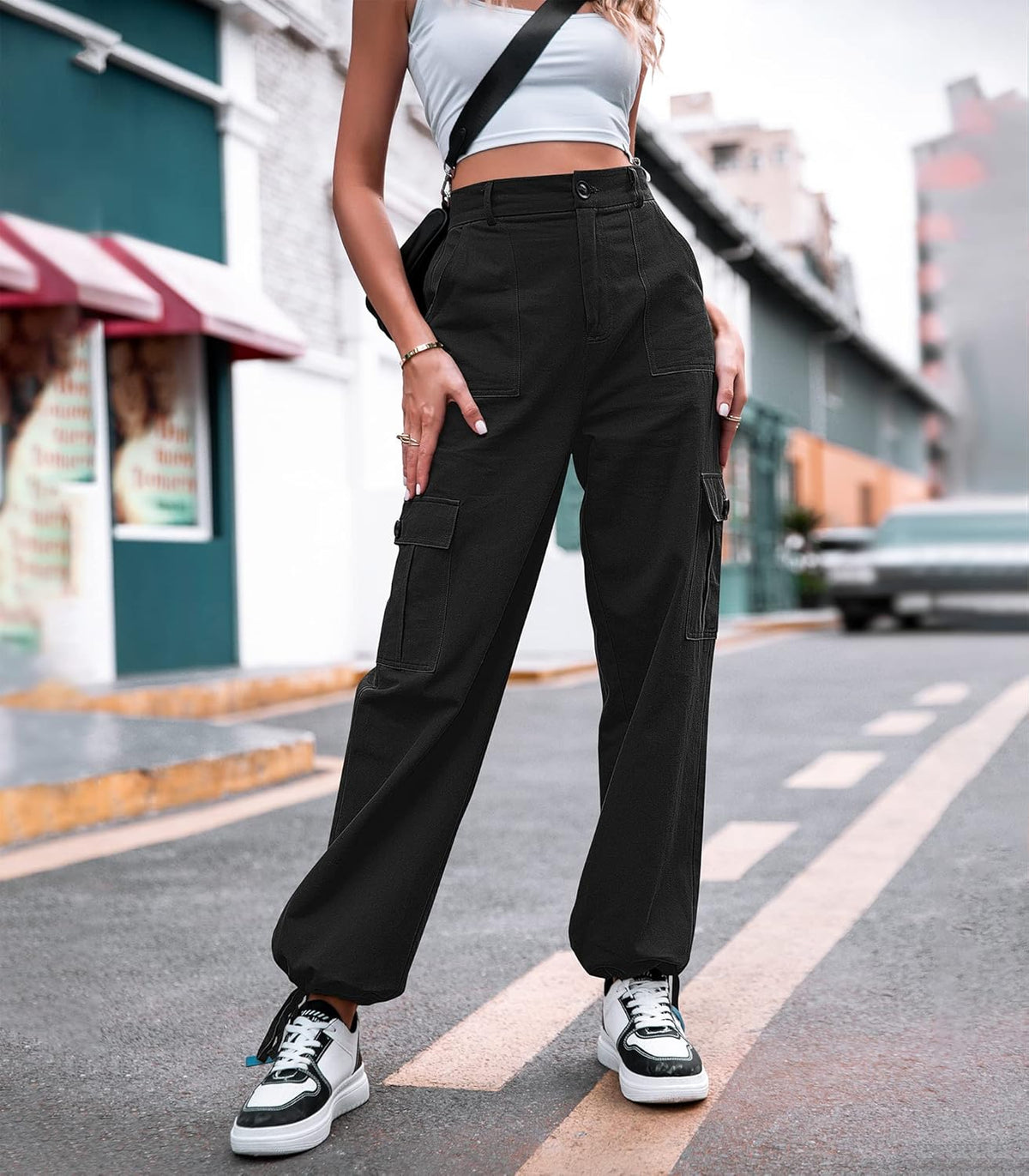 ZMPSIISA Women High Waisted Cargo Pants