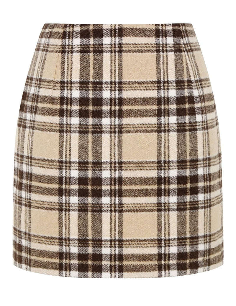IDEALSANXUN Womens High Waist Plaid Skirt Bodycon Pencil Wool Mini Skirts
