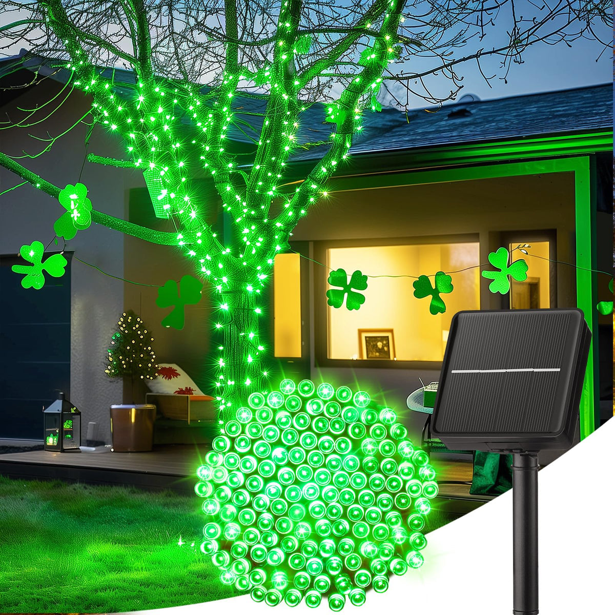 Minetom Solar String Lights Outdoor Waterproof- 40 FT 100 LED Solar Powered String Lights with 8 Lighting Modes, IP65 Waterproof Solar Christmas Lights for Outdoor Outside Tree Party Decor, Warm White