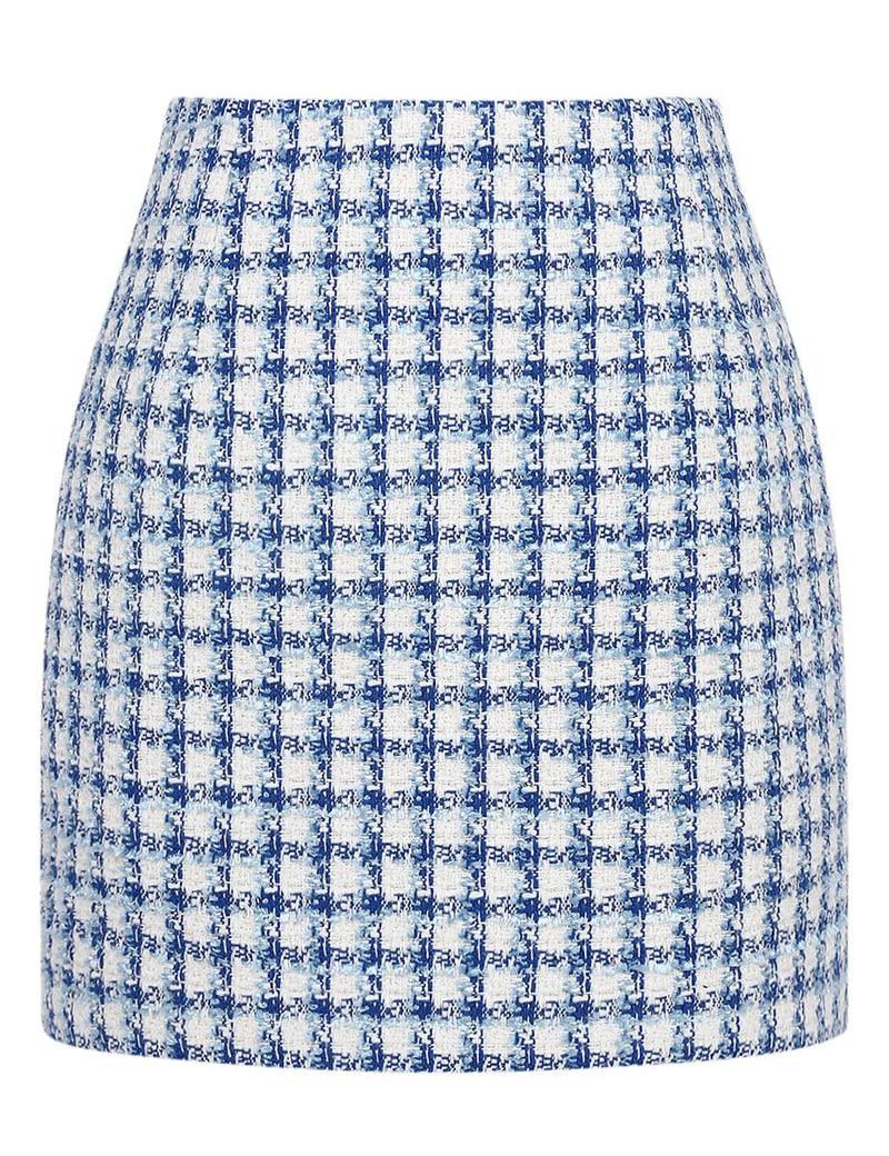 IDEALSANXUN Womens High Waist Plaid Skirt Bodycon Pencil Wool Mini Skirts