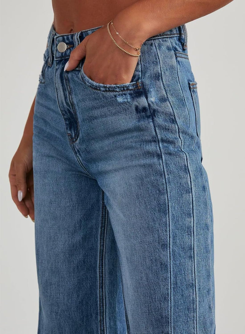 Sidefeel Women's Wide Leg Jeans High Waisted Strechy