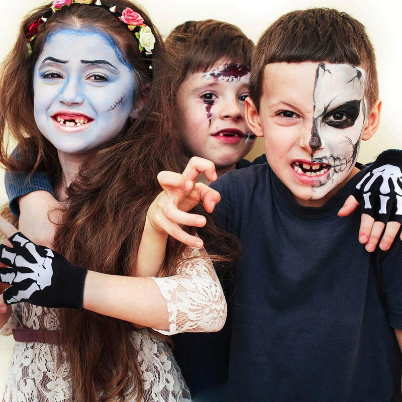 OTPEH Fingerless Skeleton Gloves