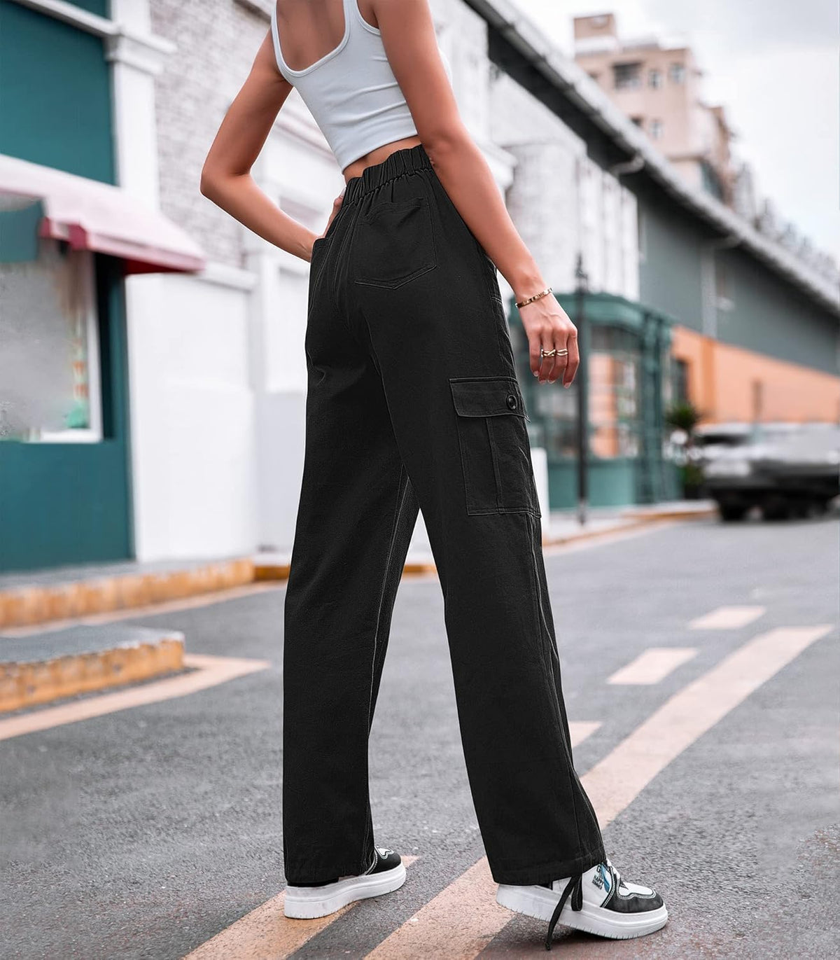 ZMPSIISA Women High Waisted Cargo Pants