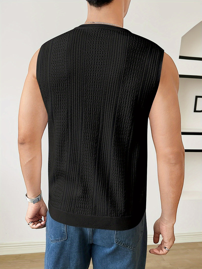 Men's Sleeveless Round Neck Knit Tank Top