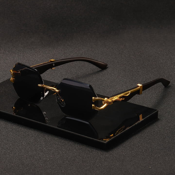 Luxury Style Frameless Glasses With Leopard Temple Design