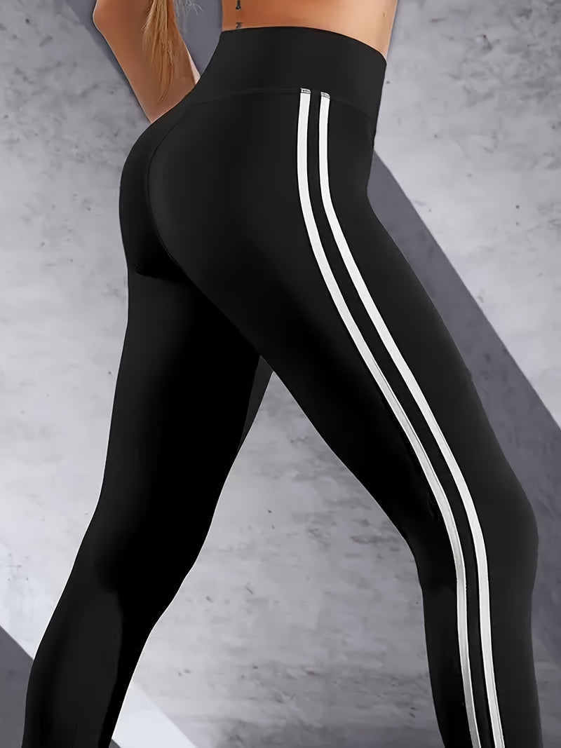 High-Waisted Yoga Leggings with Side Stripe