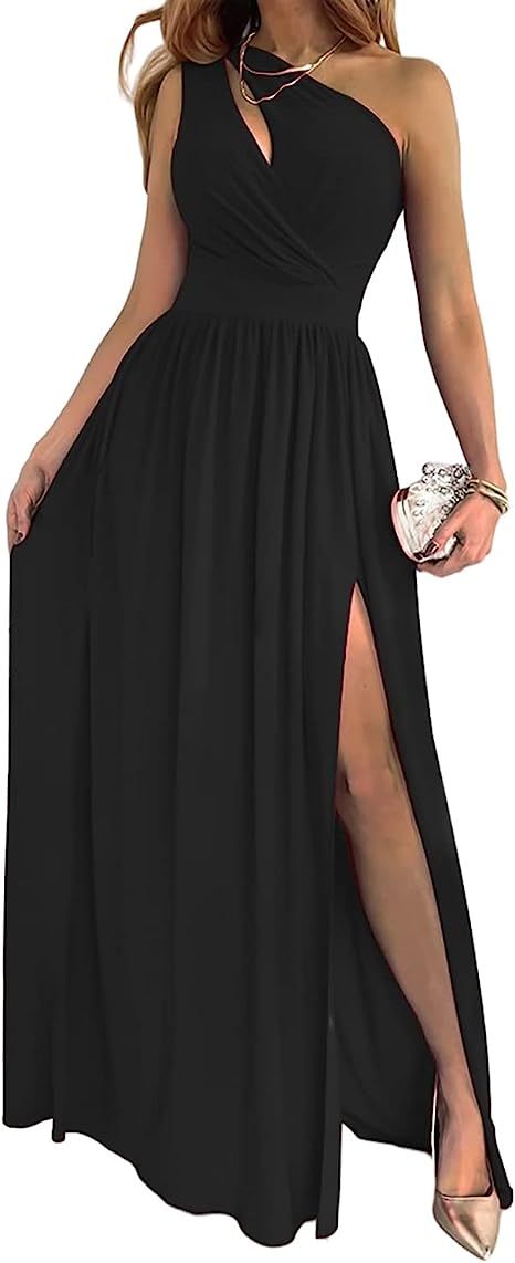 Women's One Shoulder Elegant Sexy Cocktail Maxi Dress