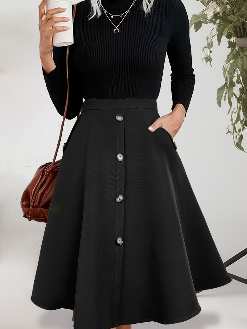 Elegant & Chic High Waist Skirt with Side Pockets