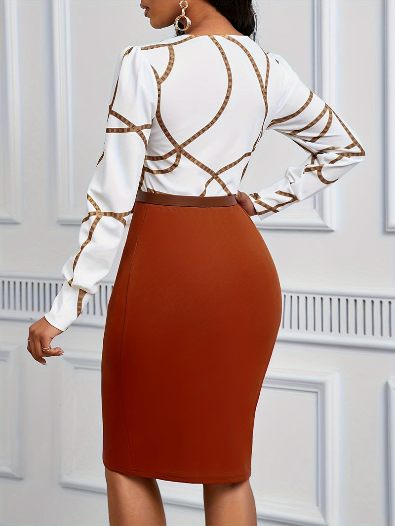 Long Sleeve Chic Color Bodycon Fit  Dress