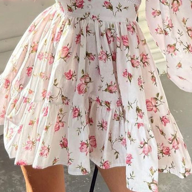 Women's Floral Puff Sleeve Mini Dress