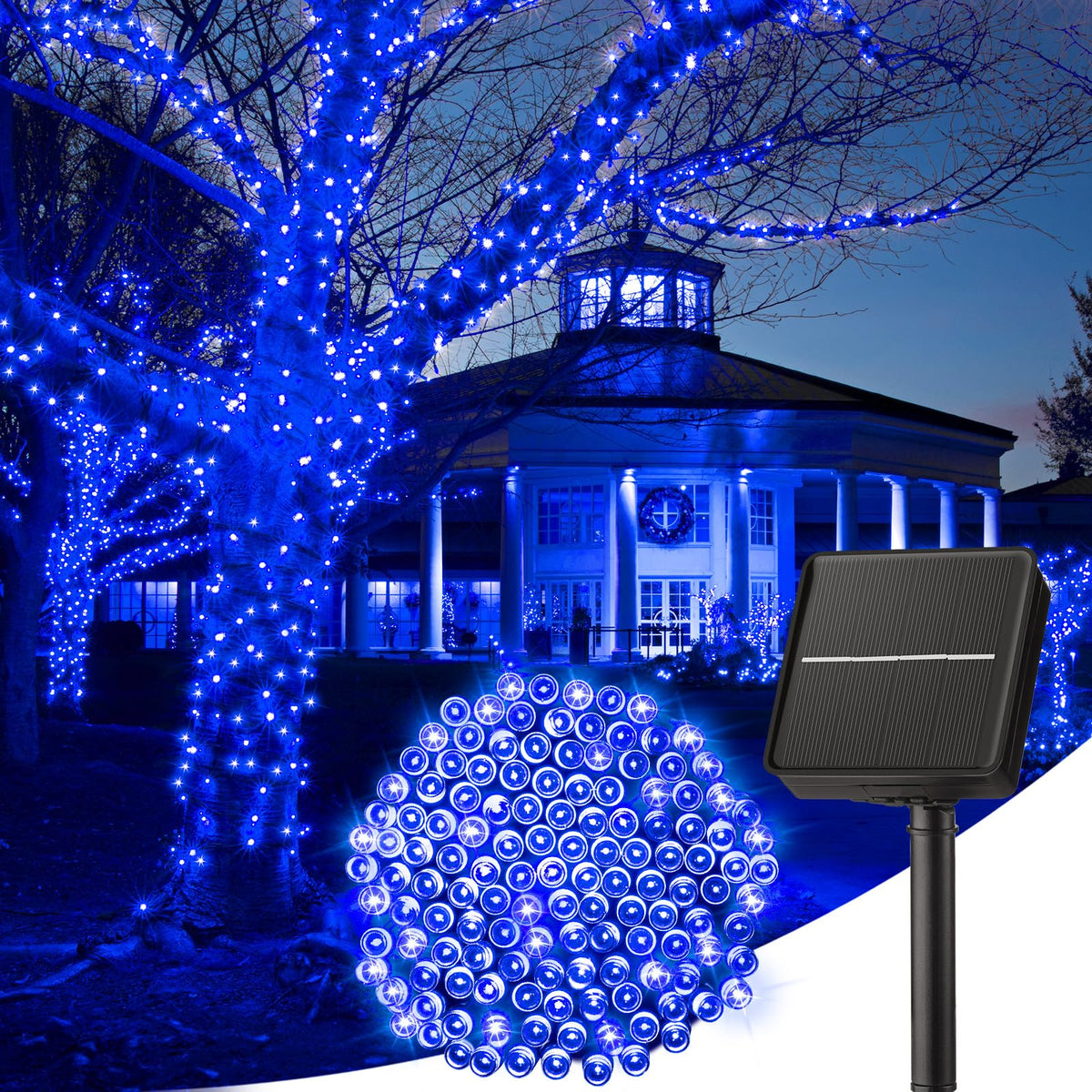 Minetom Solar String Lights Outdoor Waterproof- 40 FT 100 LED Solar Powered String Lights with 8 Lighting Modes, IP65 Waterproof Solar Christmas Lights for Outdoor Outside Tree Party Decor, Warm White
