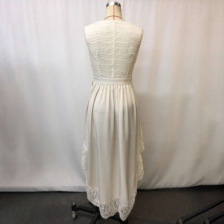 Women's Sleeveless Lace Floral Hollow Out Dress