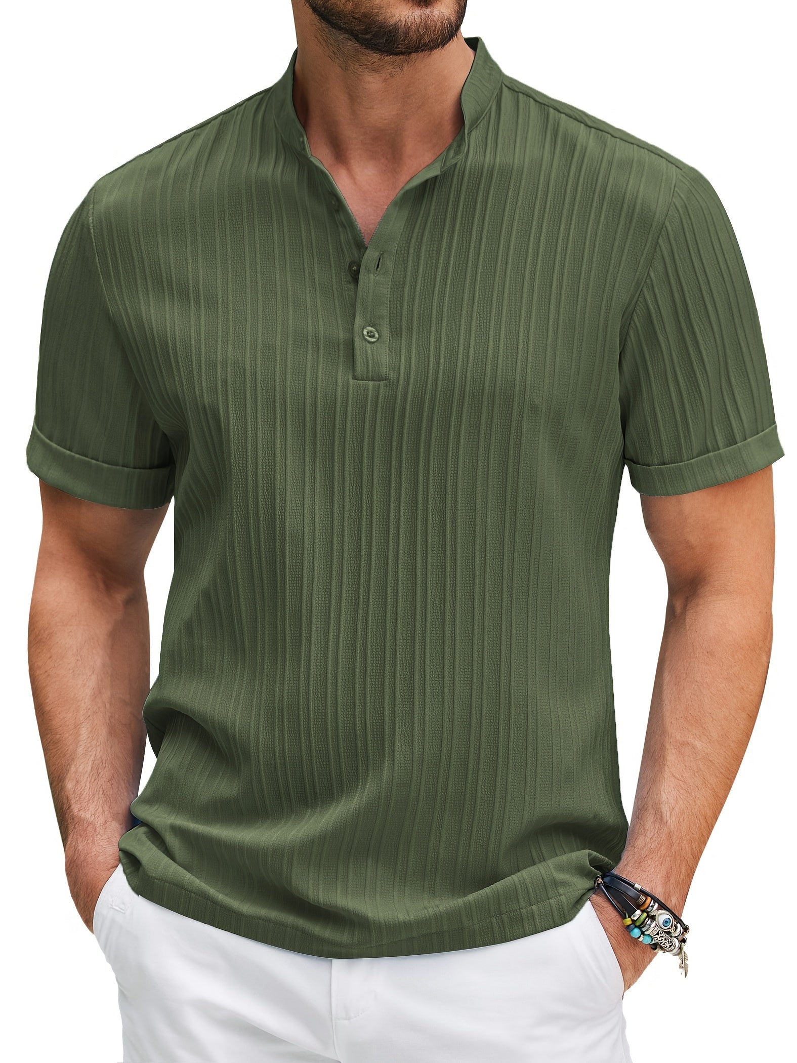 Men's Casual Short Sleeve Henley Tee