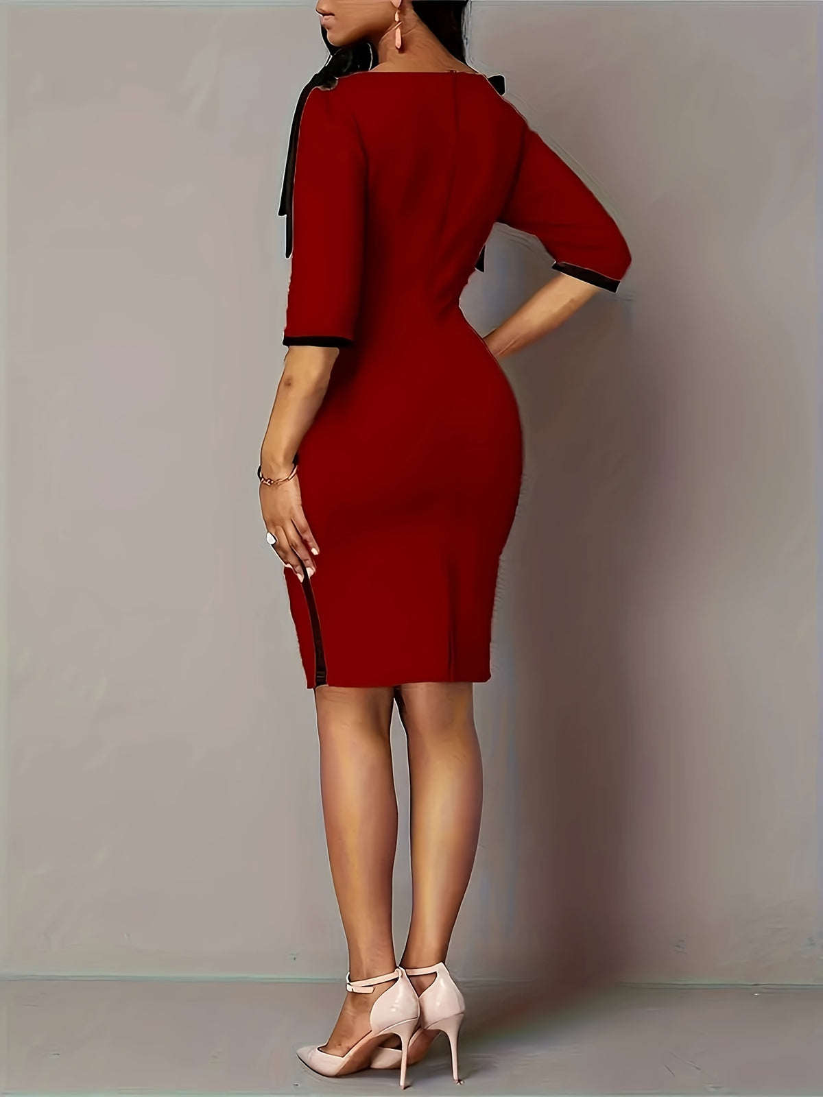 Classy and Chic Stylish Bodycon Dress with Bow Midi for Women