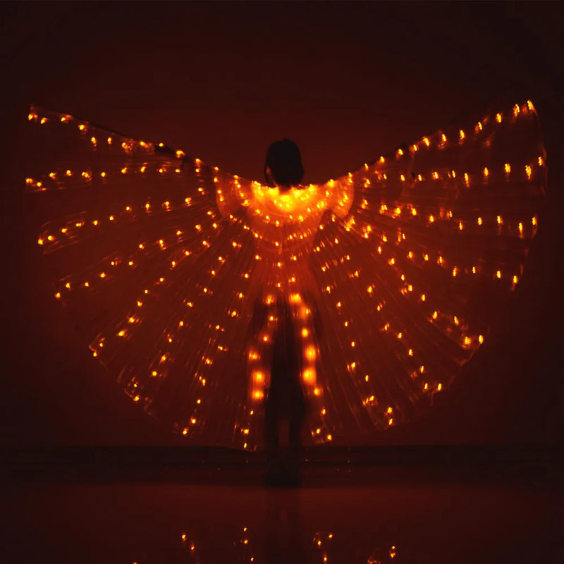 LED Wings Belly Dance Wings Isis Halloween Wings Prop Shining LED Lamp Wings Belly Dance Costumes Accessories Sticks Adult Child
