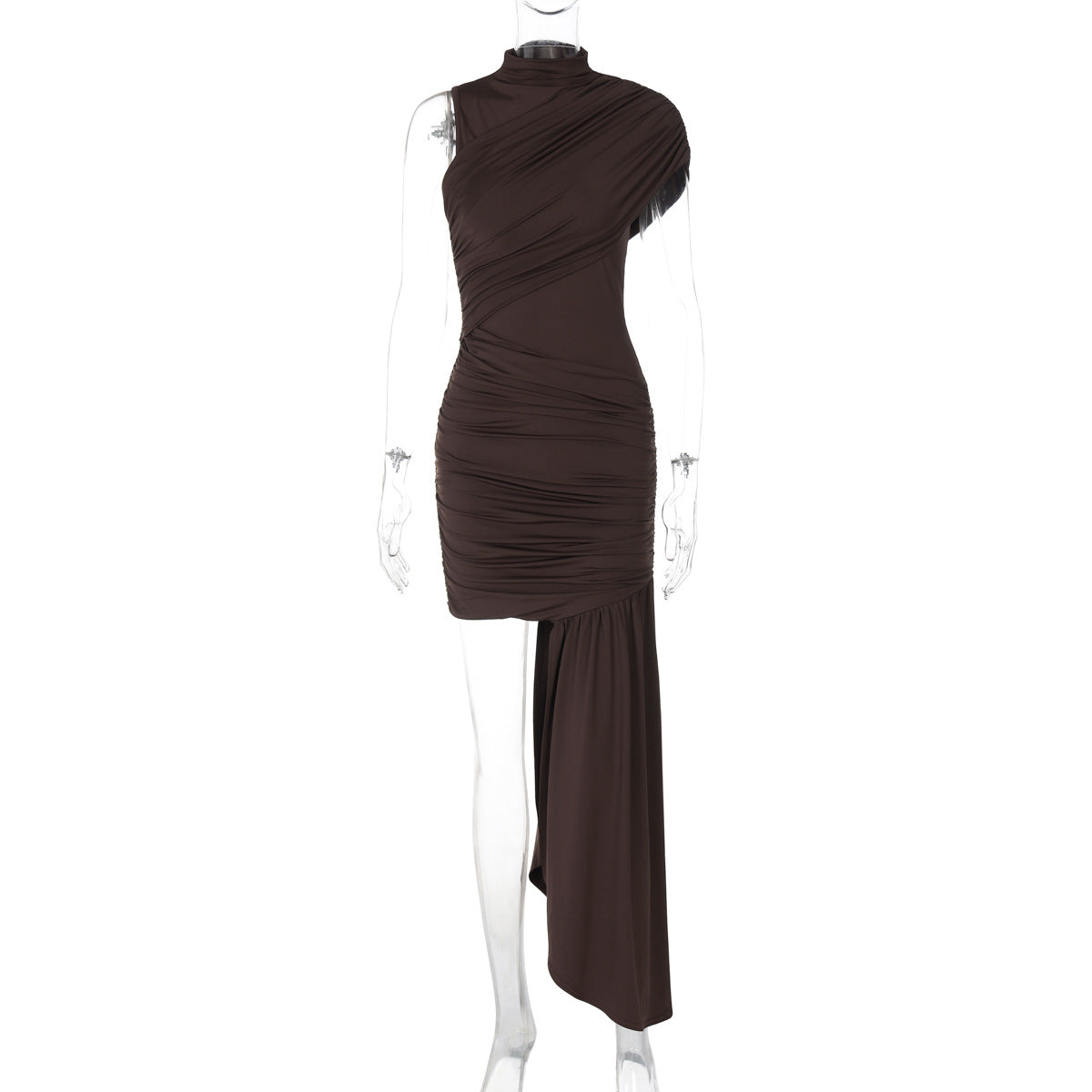 Women's Fashion Slim Round Neck Pleated Dress