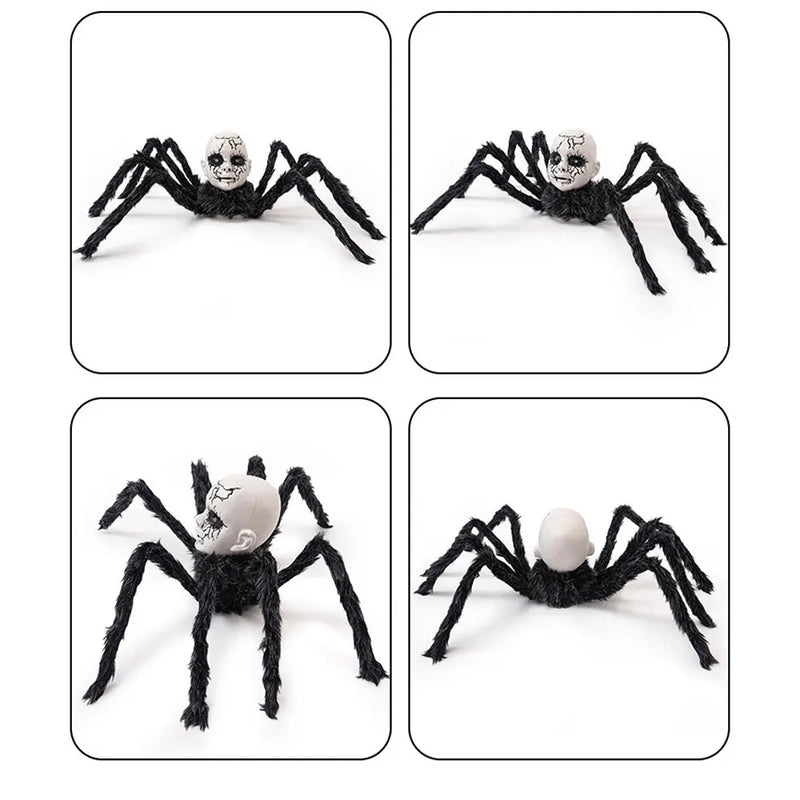 Halloween Animatronic Doll Face Spider Motion Activated Glowing Eyes Sound Control Scary Walking Toy Haunted House Prop