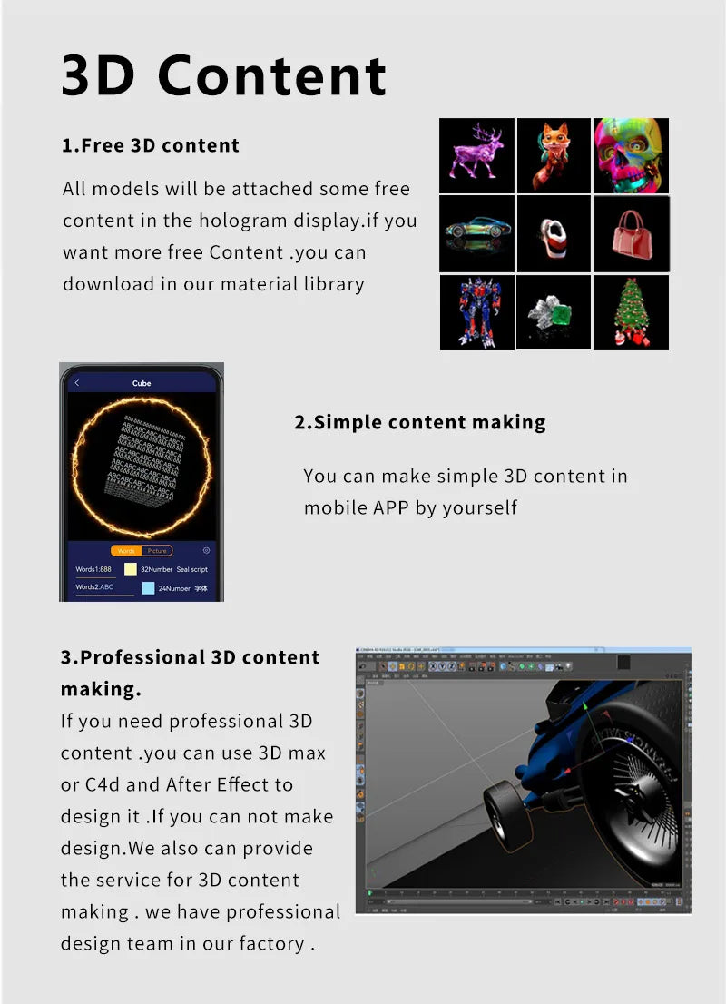 3D Hologram Fan for Advertising/Stage/Wedding Air Floating LED Display, High Brightness Holographic Fan 24H Continuous Working