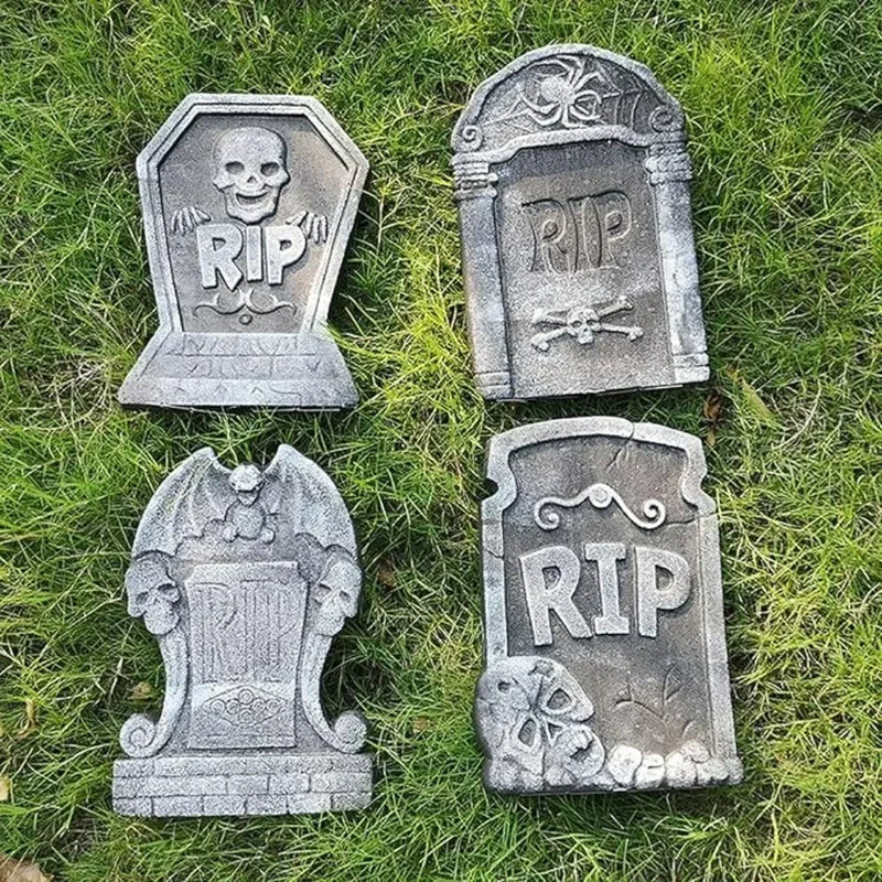 4pcs Foam Skeleton Rip Tombstone Halloween Party Decoration Grave Bat Horror House Prop Decor Ornament Halloween Party Supply