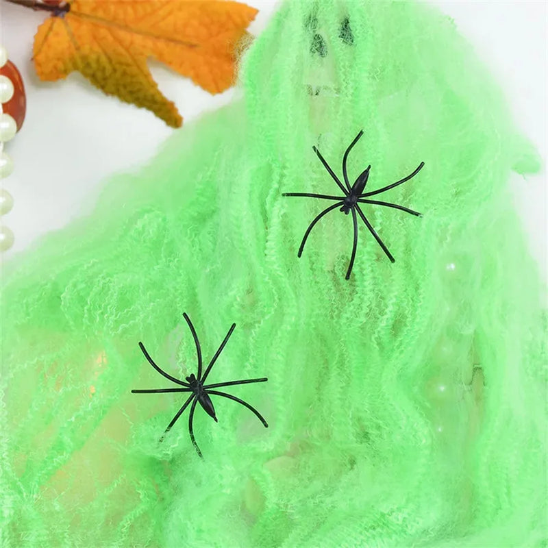 Halloween Decoration White Spider Web Artificial Stretchy Cobweb for Halloween Scary Home Party Scene Props Haunted House Decor
