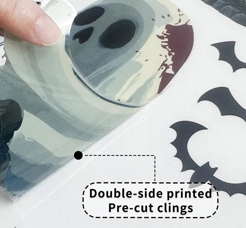 Halloween Static Cling Stickers Scary Ghost Woman Bloody Handprint Window Decals Spooky Party Home Decor Horror Decorations
