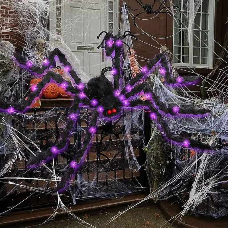 Practical 8 Modes Halloween Spider Web Lights Waterproof 250 LEDs LED Spider Net 5m Big Scary Giant Spider Party