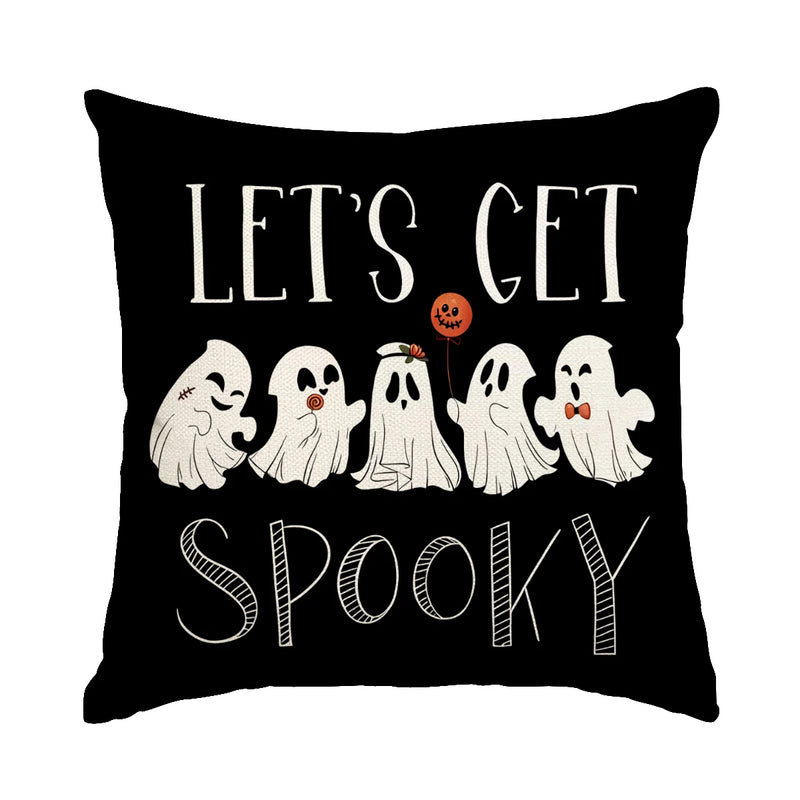 1pc/4pcs Halloween decoration pillow cover, trick or treat cushion cover, ghost, pumpkin head, bat decoration sofa cushion cover