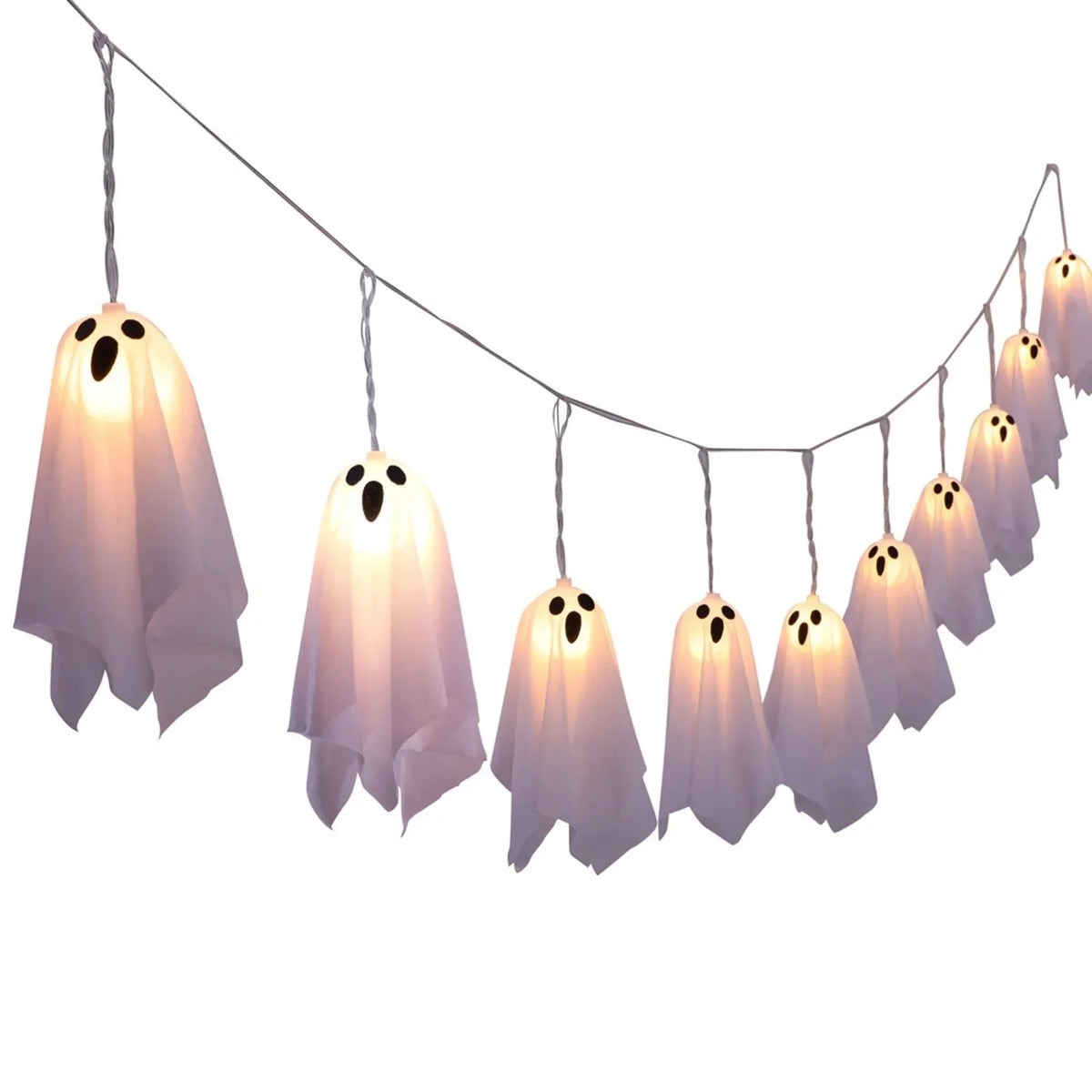 Ghost Halloween Lights, 8 Modes Waterproof String Garland, Indoor Outdoor Decorations for Party, Haunted House, Fireplace, Porch