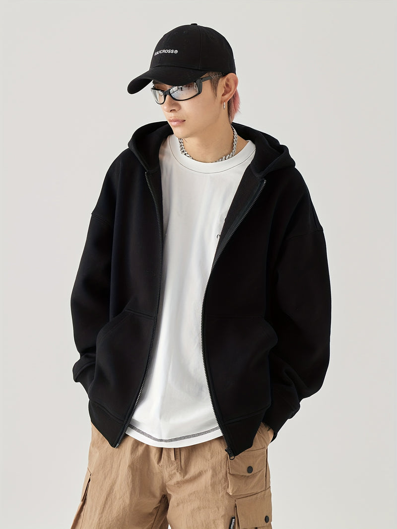 GOLFCROSS Casual Hooded Zip-Up Sweatshirt