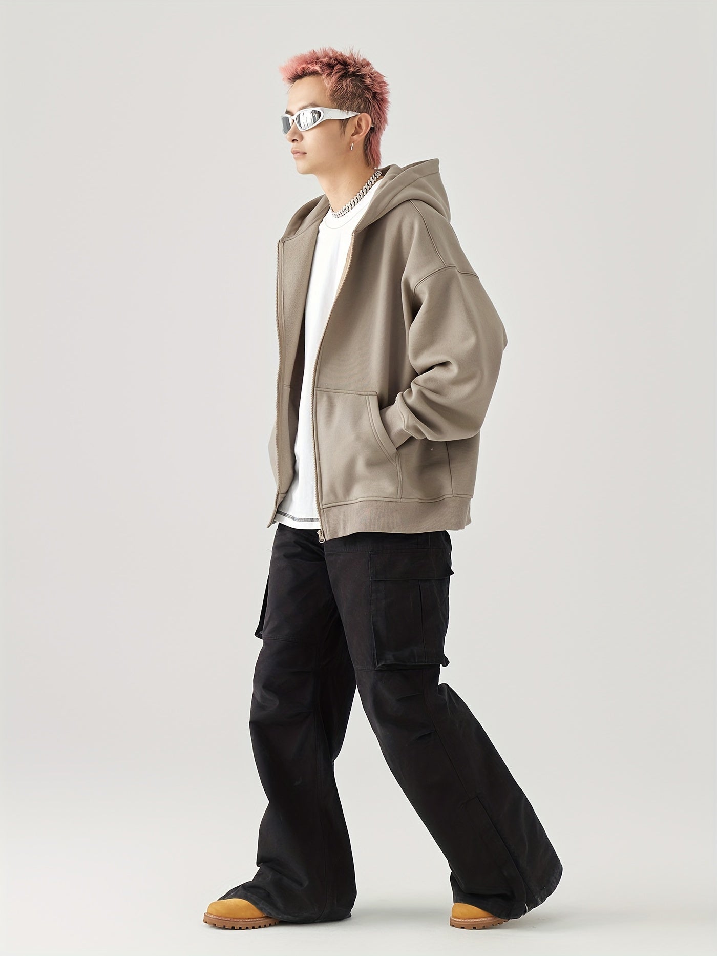 GOLFCROSS Casual Hooded Zip-Up Sweatshirt