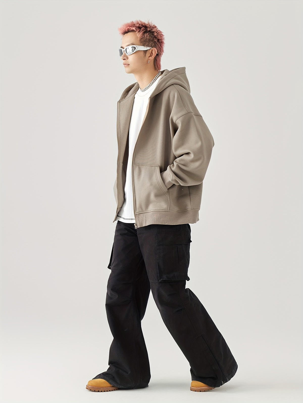 GOLFCROSS Casual Hooded Zip-Up Sweatshirt