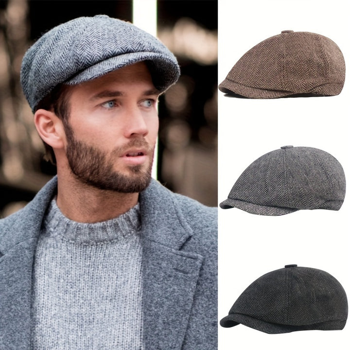 Classic Mens Striped Newsboy Cap