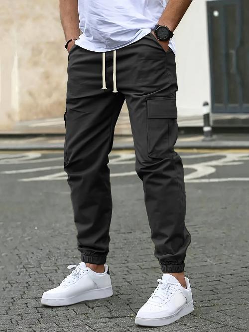 Men's Solid Cargo Pants 