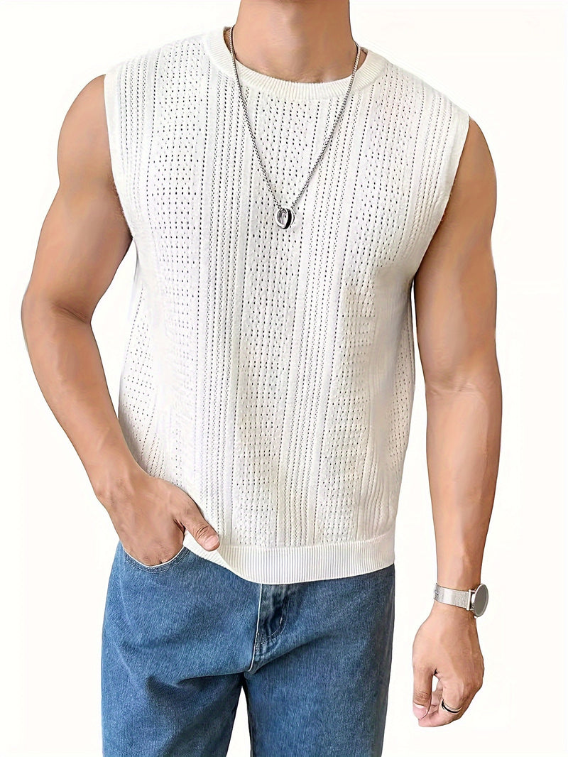 Men's Sleeveless Round Neck Knit Tank Top