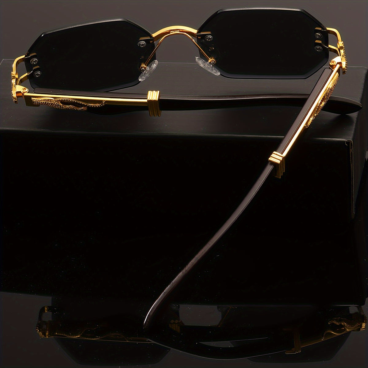 Timeless and Exquisite Luxurious Leopard Temple Ladies Rimless Spectacles