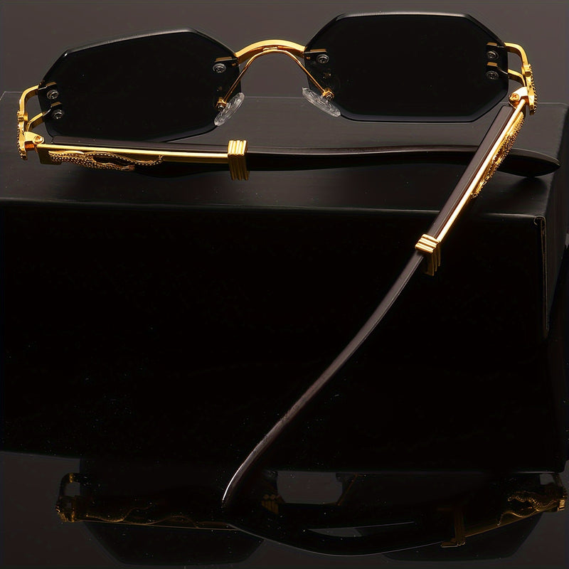 Luxury Style Frameless Glasses With Leopard Temple Design