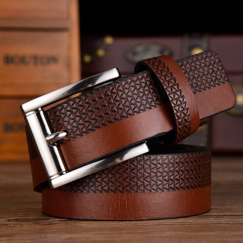 Men's Fashion Square Pin Buckle PU Leather Belt