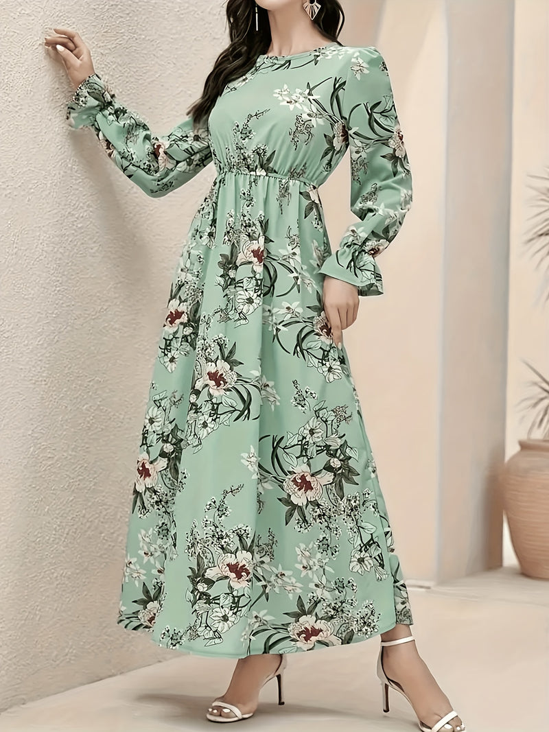 Floral Crew Neck Maxi Dress