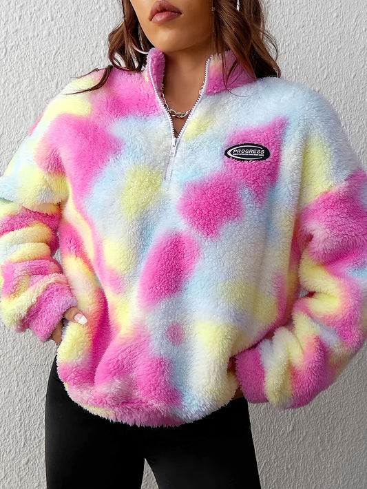Tie-Dye Plush Half-Zip Pullover