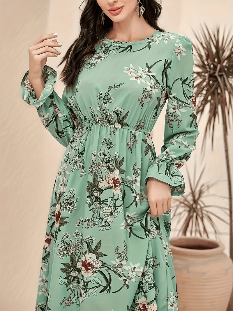 Floral Crew Neck Maxi Dress