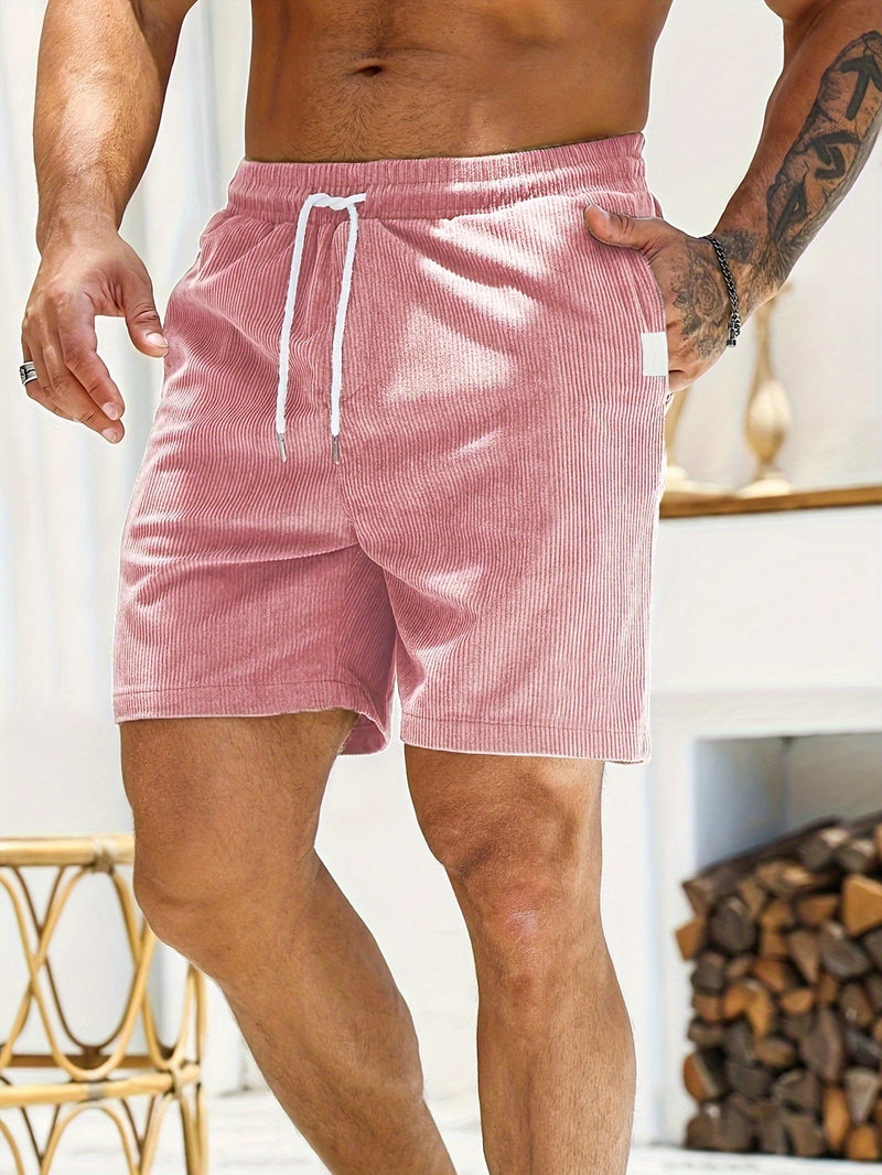 Men's Solid Corduroy Drawstring Shorts