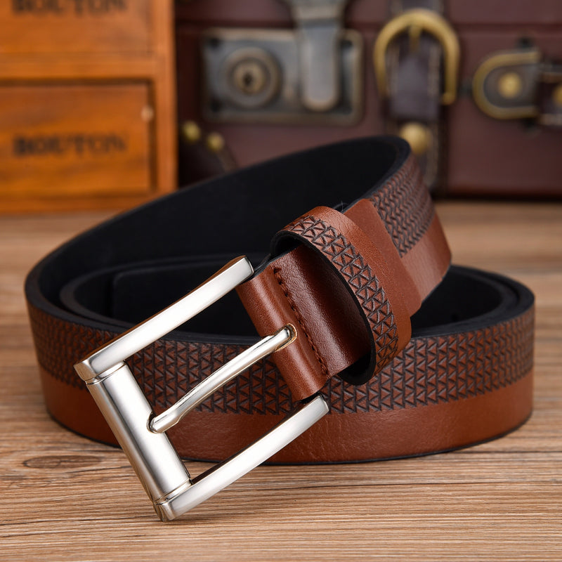 Men's Fashion Square Pin Buckle PU Leather Belt