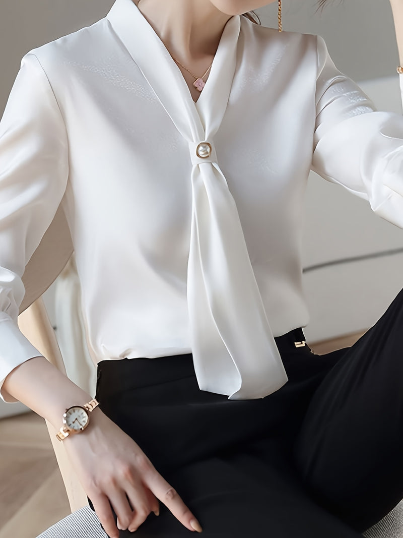 V-Neck Elegant Long Sleeve Blouse